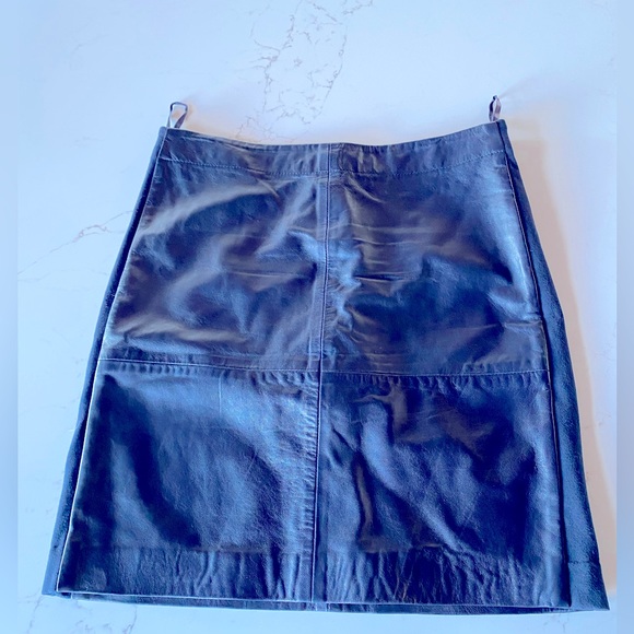 S.Oliver Leather skirt with stretch fabric sides | Dark Blue Size 8 - Picture 2 of 14